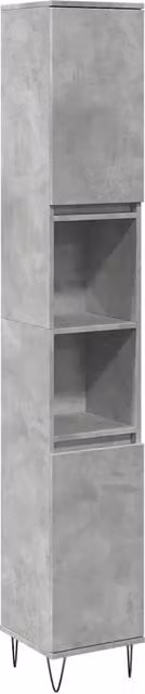 Armadietto da bagno moderno sospeso in legno e metallo grigio con ripiani interni L: 30 cm, P: 30 cm, H: 190 cm – 1