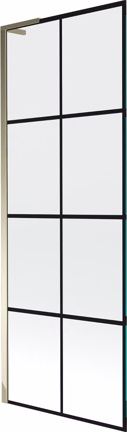 Mexen Next L paravento per vasca da bagno ad un'anta 70 x 150 cm, griglia nera, dorato - 895-070-000-03-77-50