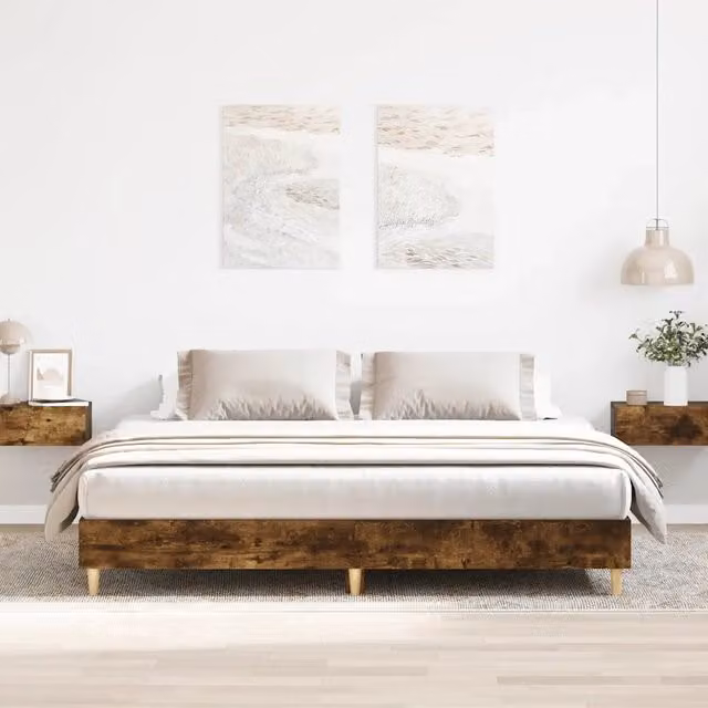 Giroletto senza Materasso-Struttura Letto Rovere Fumo 180x200 cm in Truciolato 512417