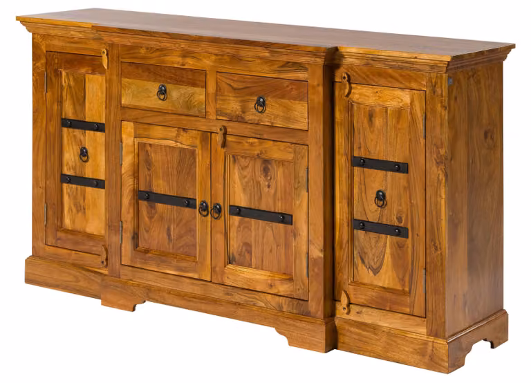 MASSIVMOEBEL24 | credenza in legno di Acacia 160x45x85 miele dorato laccato OXFORD #0902