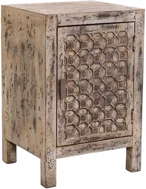 Comodino in legno fatto a mano, Beige, 45x35x60h cm