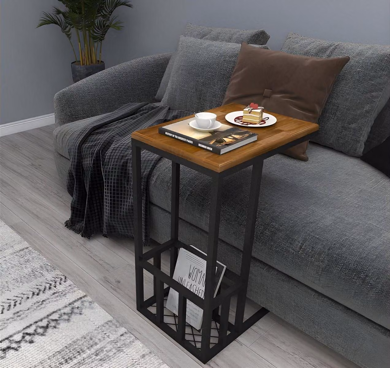 Dunkelbrauner Couchtisch Wohnzimmer Zeitungstisch Edler Beistelltisch