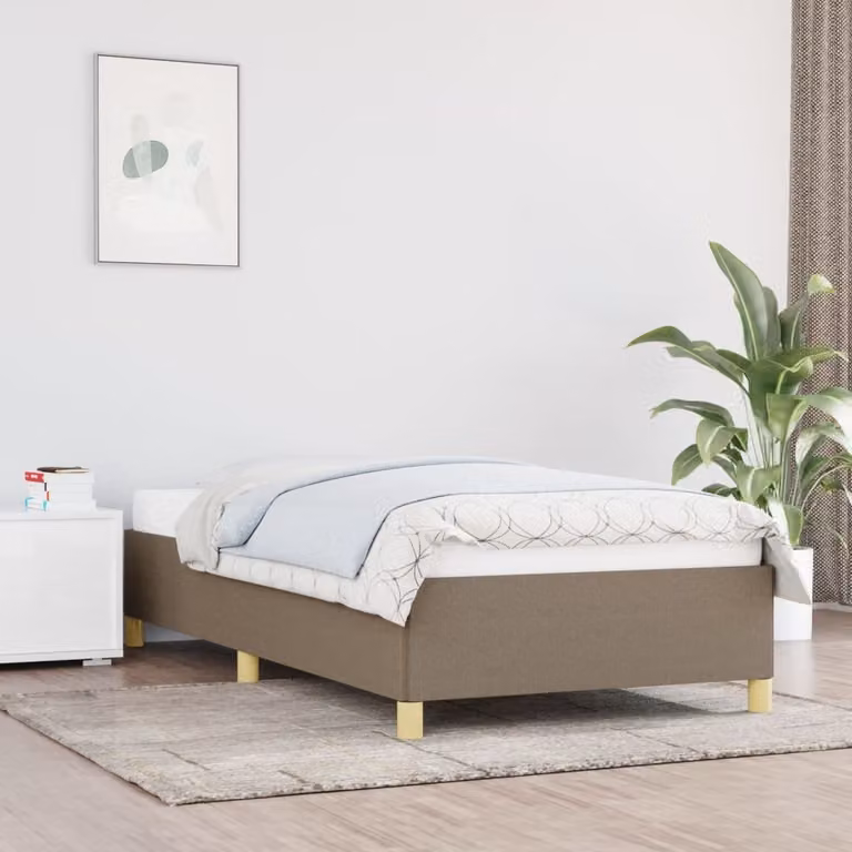 The Living Store struttura letto taupe 100x200 cm tessuto
