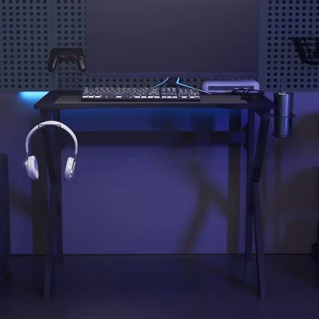Scrivania da Gaming moderna vidaXL nera con struttura a X in metallo e piano in MDF L/P/H: 150 x 60 x 75 cm