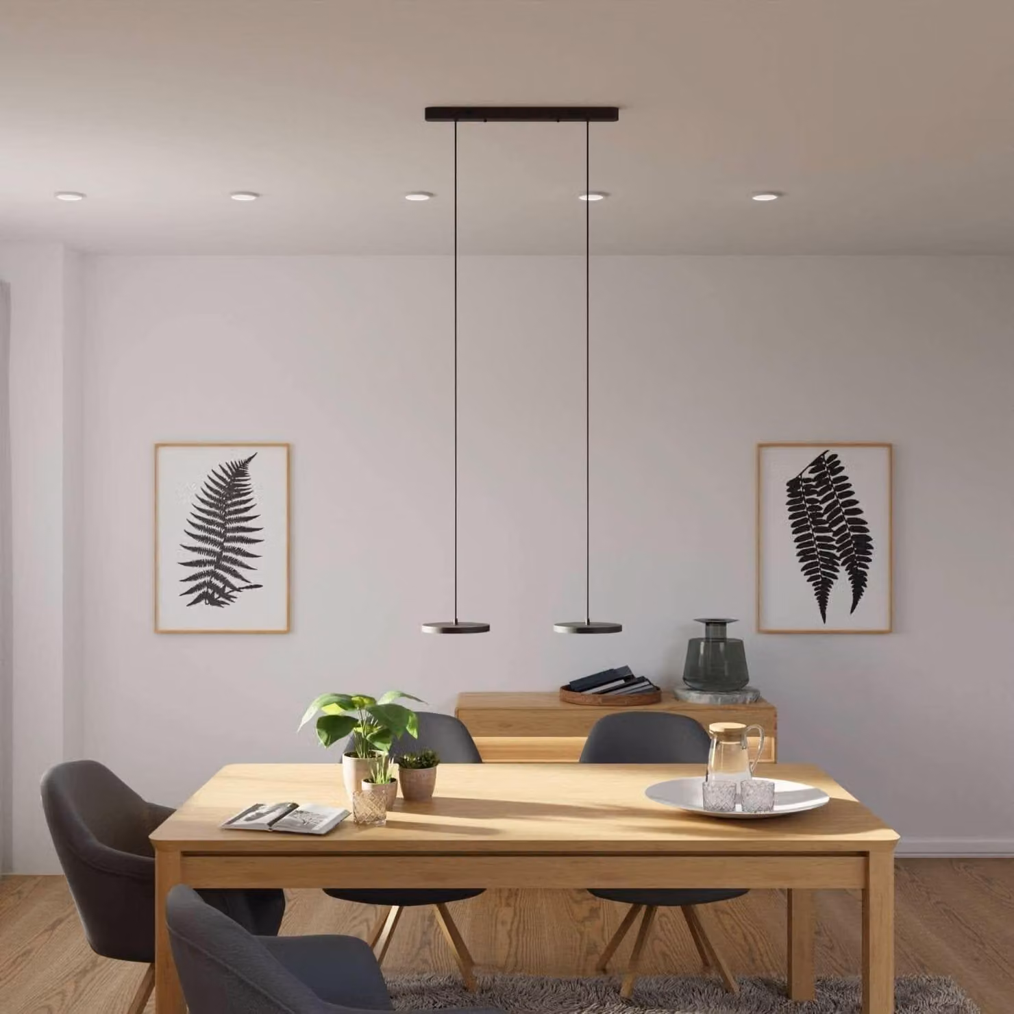 Lampada a sospensione di design LUMIÈRE "Evanos", a 2 luci, LED dimmerabile, nera