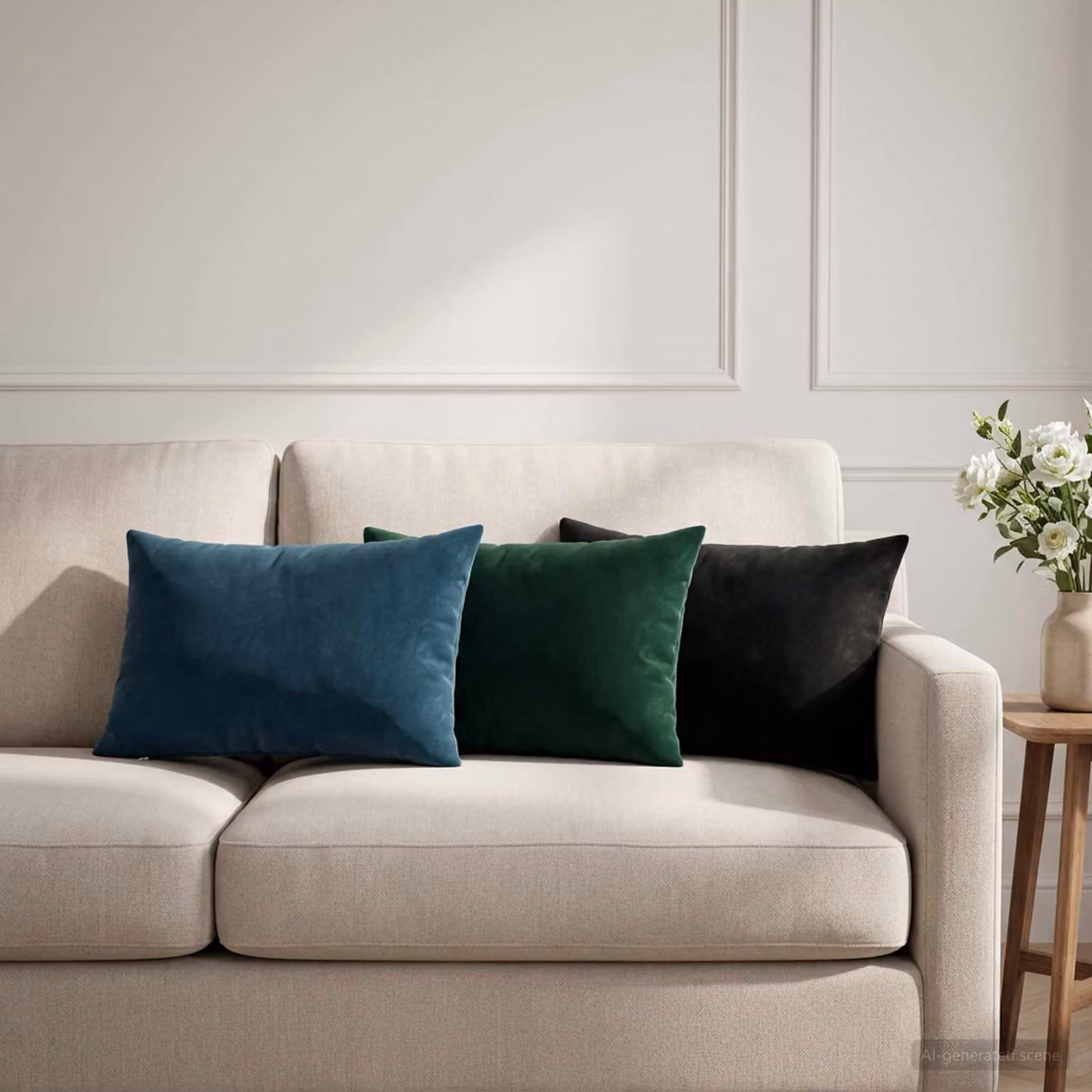 Set di 2 federe vidaXL HEERLEN in velluto nero, L 50 cm x P 30 cm