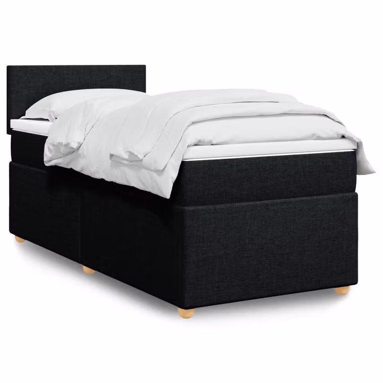 vidaXL Giroletto a Molle Ibrido con Materasso in Tessuto Nero, L/P/H: 90 x 190 x 100,5 cm