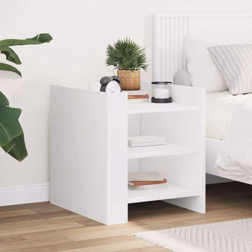 Comodino moderno da parete vidaXL in MDF bianco opaco L: 45 cm, P: 50 cm, H: 50 cm