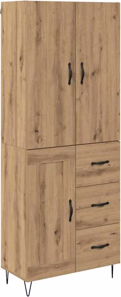 Credenza 2 pcs Rovere artigianale Legno ingegnerizzato e vetro