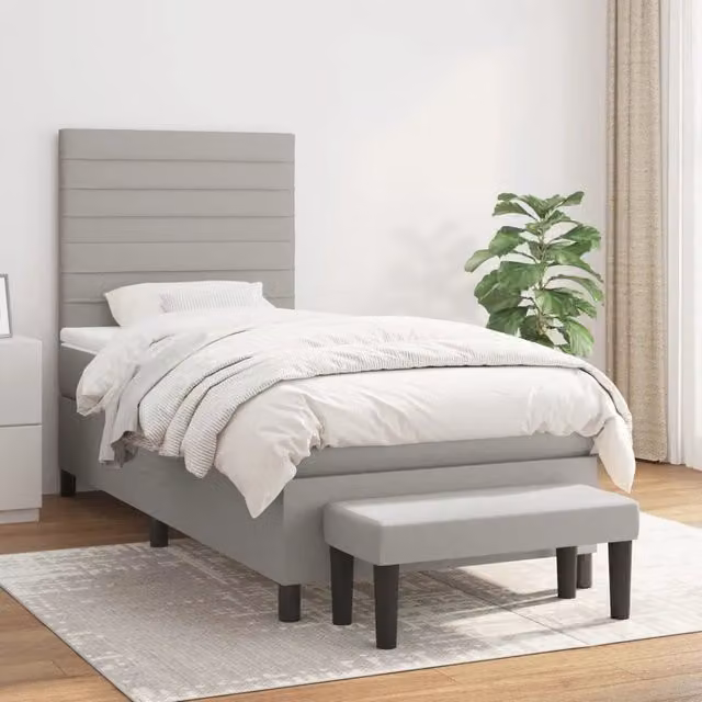 Letto Ibrido con Giroletto a Molle e Materasso vidaXL Grigio Chiaro e Bianco L/P/H: 203 x 100 x 128 cm