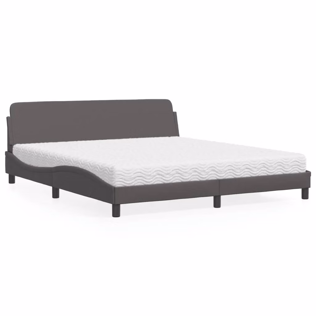 Letto con Materasso Dover vidaXL in Similpelle Grigio L/P/H: 180 x 200 x 185 cm – 1