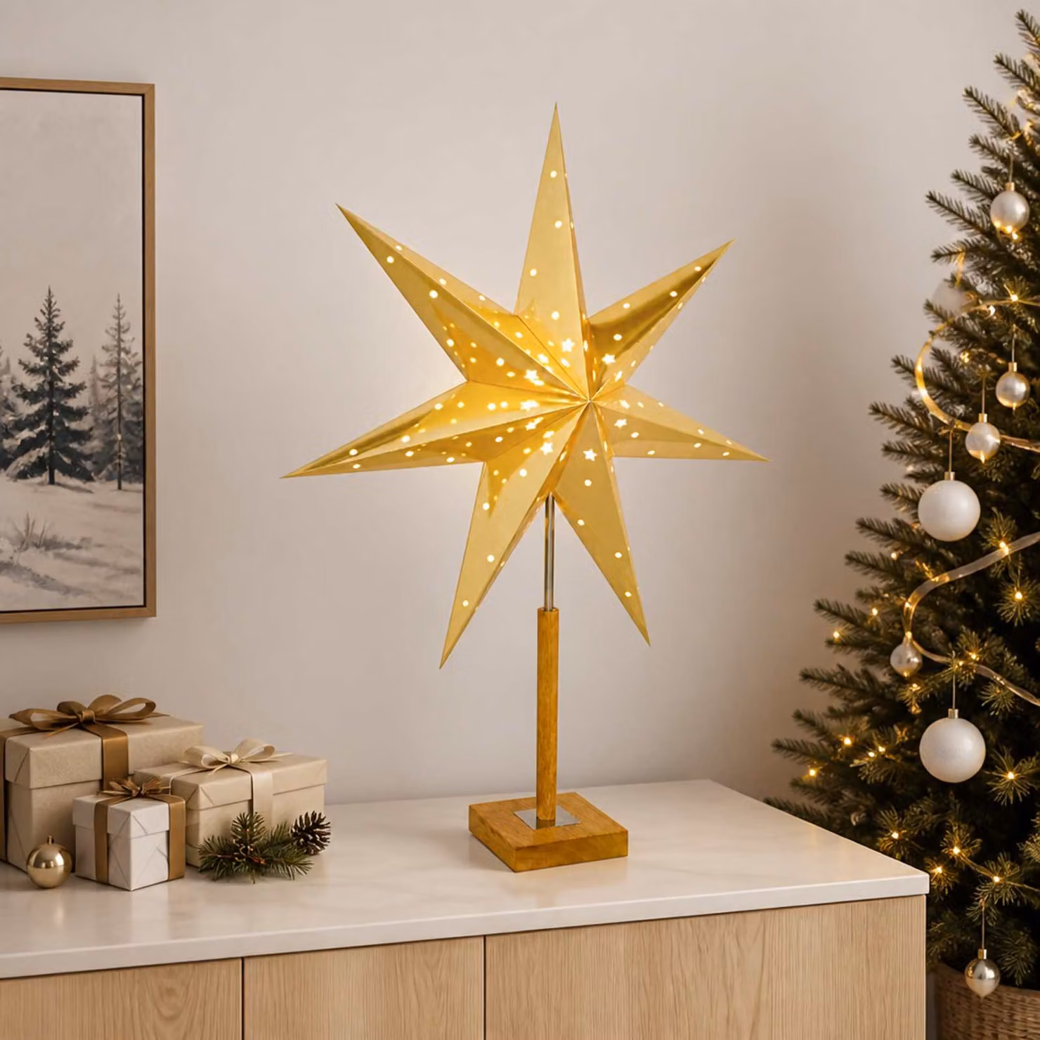 vidaXL Illuminazione Natalizia RAAHE Bianco caldo 35 x 15 x 55 cm