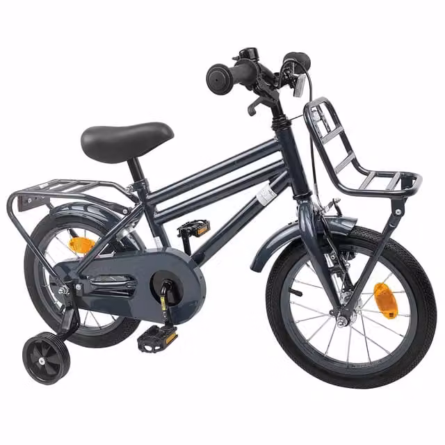 Bicicletta per bambini da 14 pollici in metallo e gomma, colore grigio