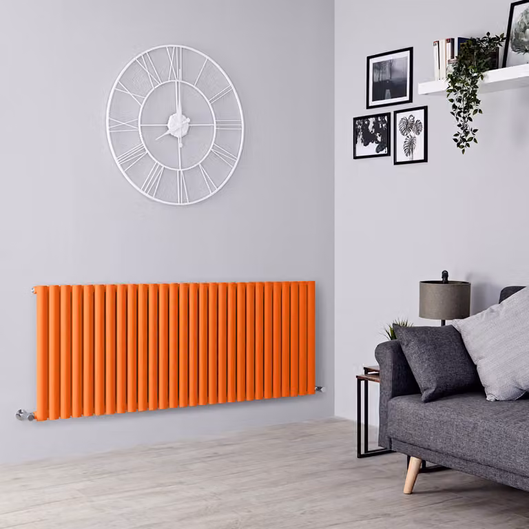 Radiatore di Design Orizzontale  Arancione (Sunset Arancione) -  635mm x 1652mm  - Pannello Singolo  - Revive