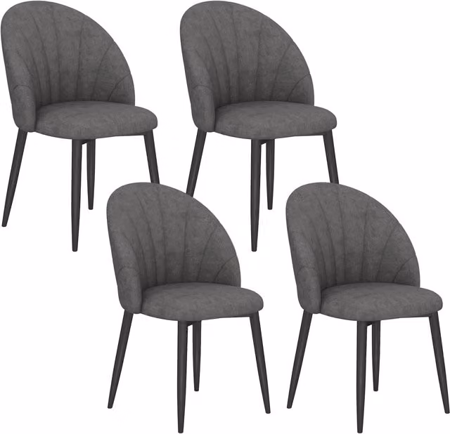 Set di 4 sedie da pranzo imbottite HOMCOM in velluto grigio con gambe in metallo – 1