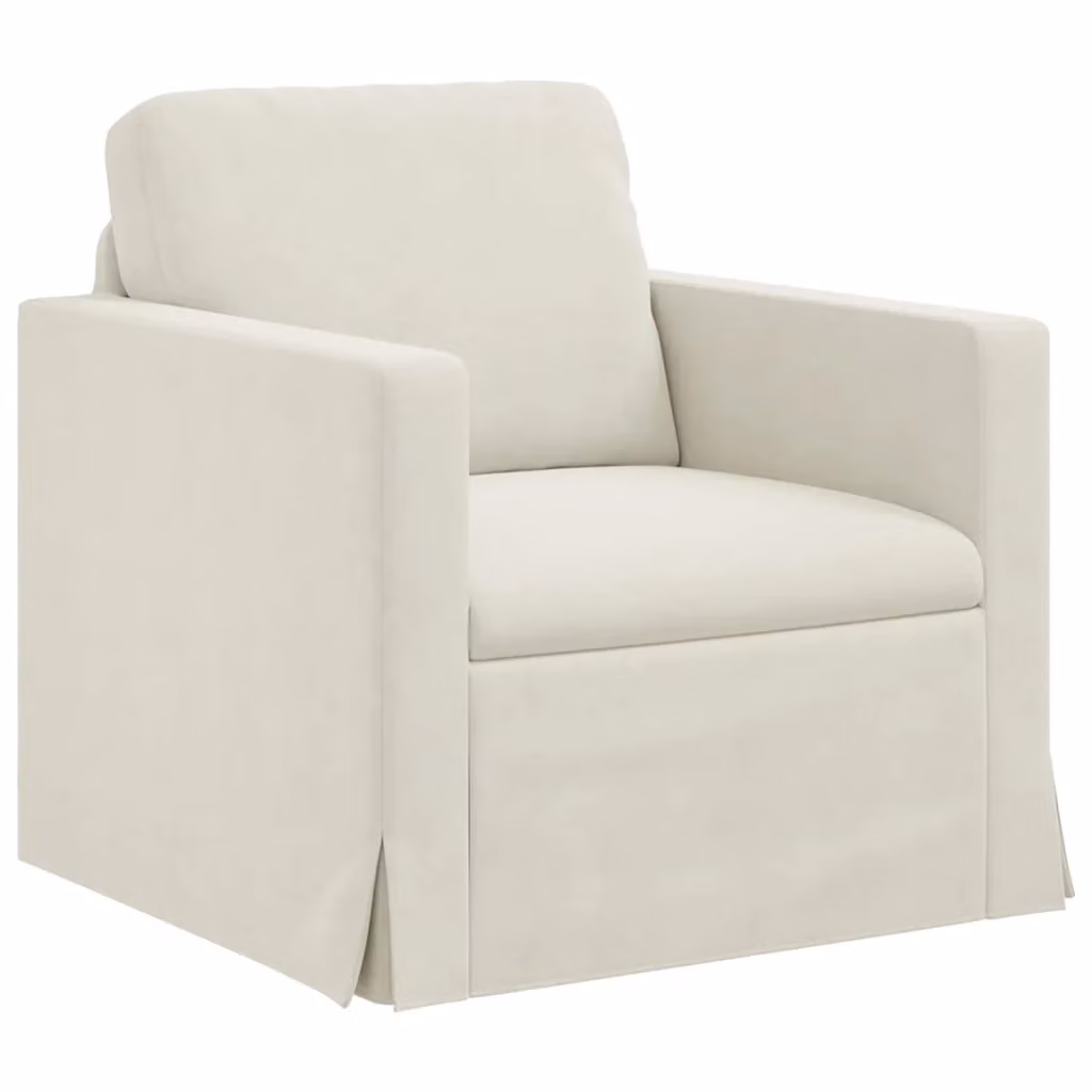 Divano moderno vidaXL in velluto beige con coperture rimovibili L: 78 cm, P: 78 cm, H: 80 cm – 2