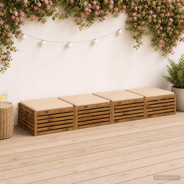 Set di 4 cuscini per sedia vidaXL SOEST in poliestere beige con fodera rimovibile e resistenza ai raggi UV