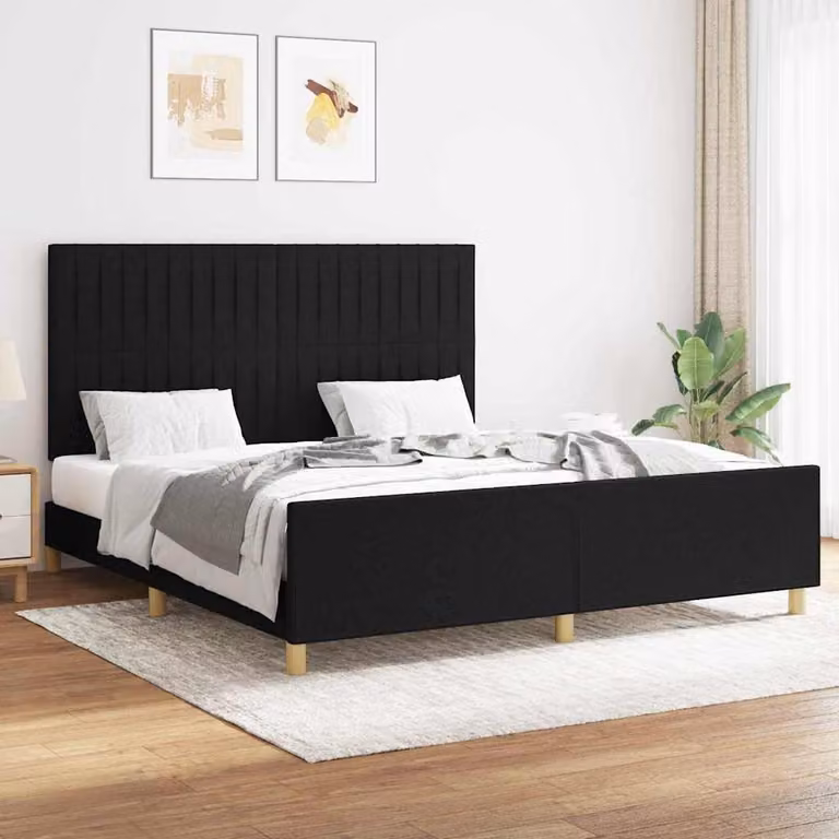 vidaXL Giroletto senza Materasso Moderno in Tessuto Nero L: 160 cm, P: 200 cm