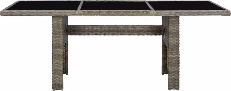 Tavolino da Giardino Marrone Polyrattan e Vetro Temperato