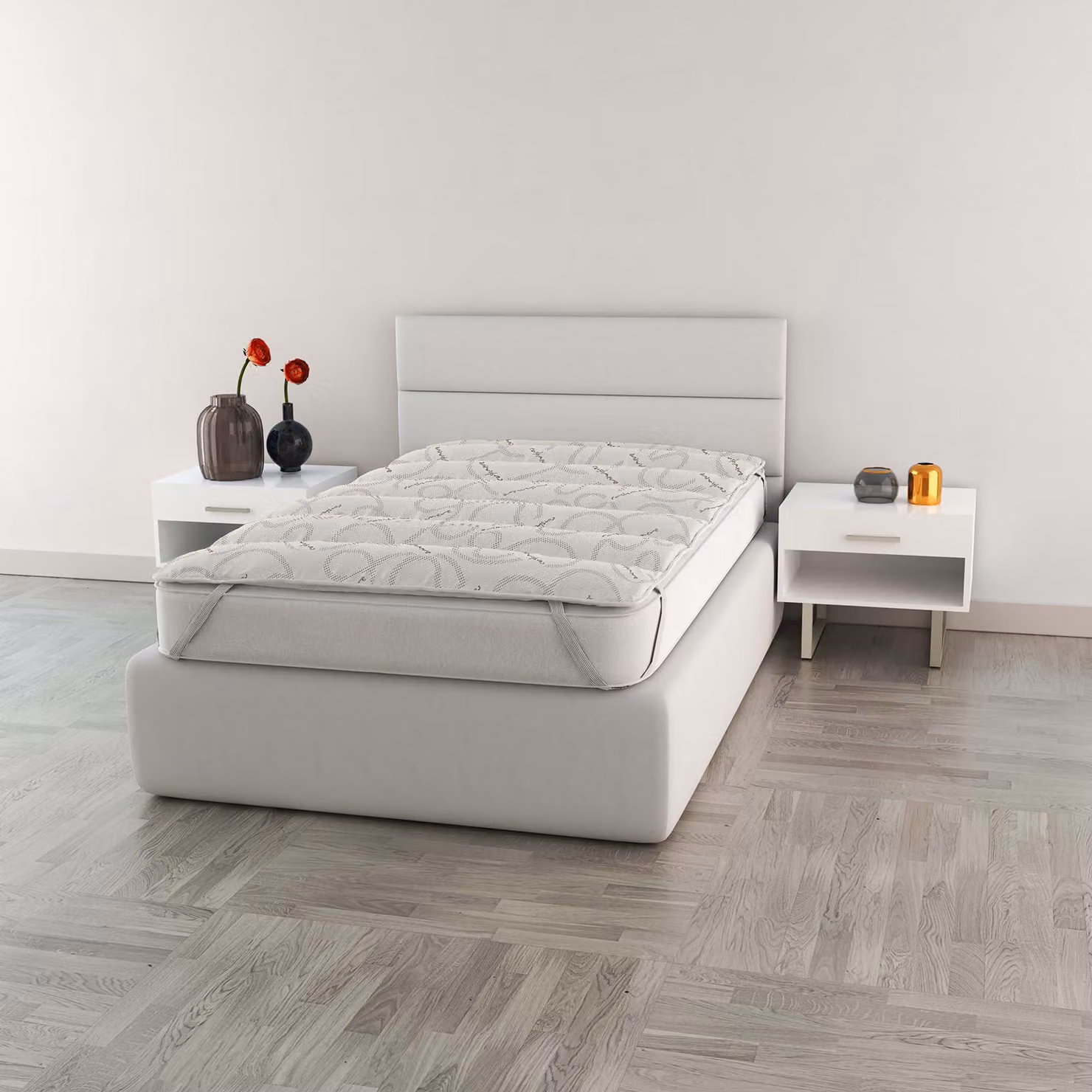 Coprimaterasso elastico, in cashmere, 80x195 cm, per letti singoli
