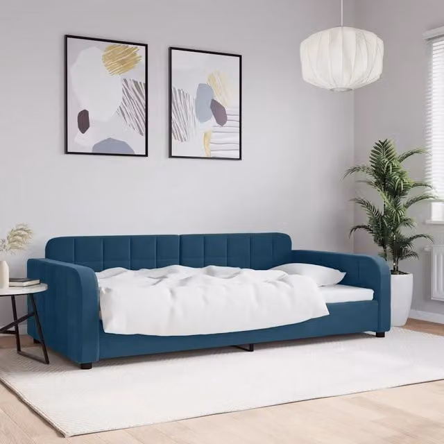 Letto da giorno blu in velluto vidaXL L/P/H: 200 x 110 x 71 cm