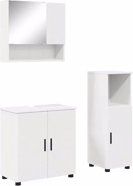 Set di mobili per il Bagno | Armadio da bagno Montaggio a parete 3 pz Bianco