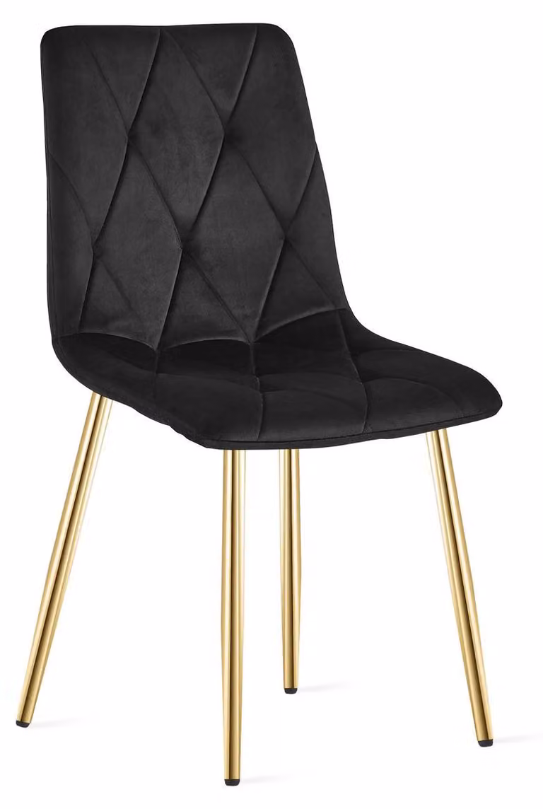 Sedia Libra in Velluto Nero con Gambe Oro