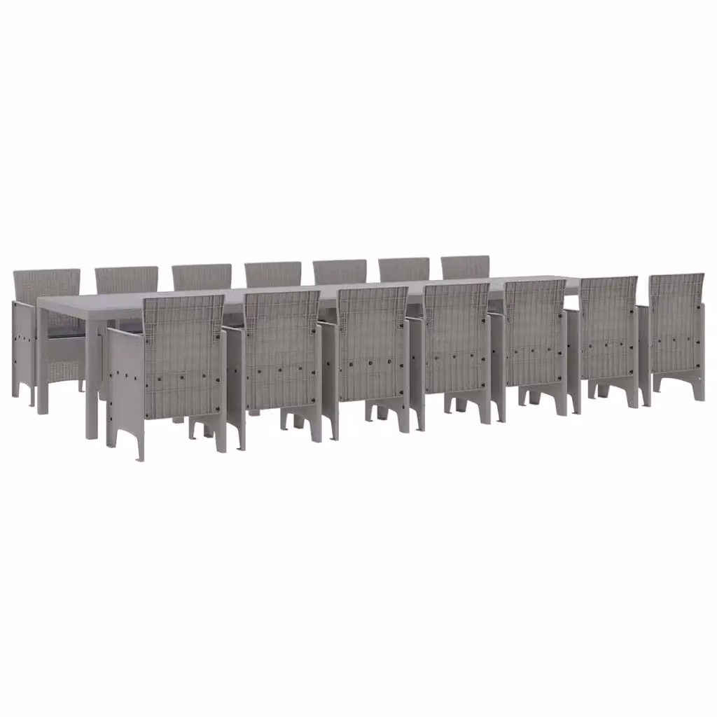Set da pranzo da giardino moderno vidaXL in rattan grigio con 15 pezzi – 2