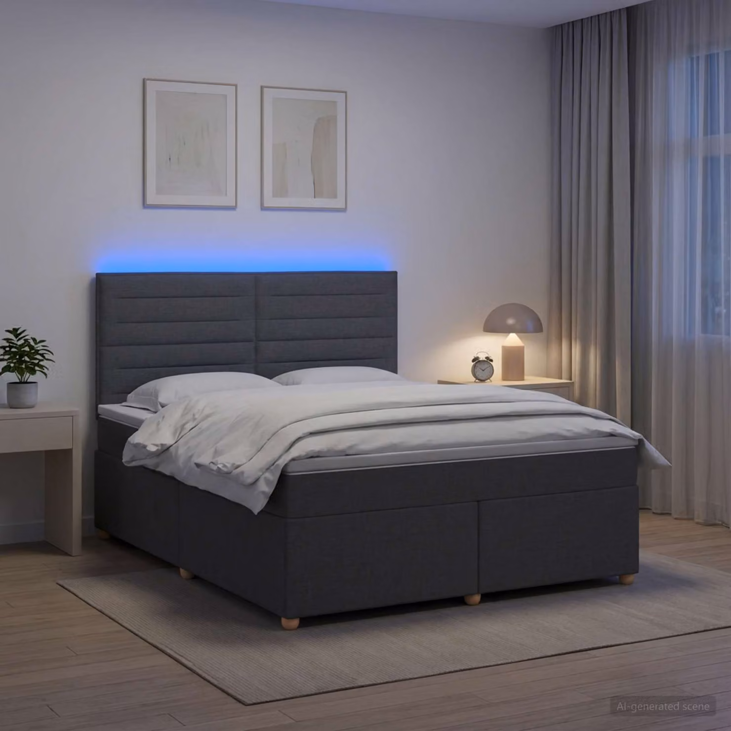 Letto box spring ibrido vidaXL con materasso a molle insacchettate e base contenitore, Grigio Scuro, L/P: 160 x 200 cm