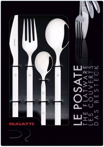 ALLEGRA, Posate Set 24 Pz, Scatola Finestra, Casa Bugatti Colore: Bianco