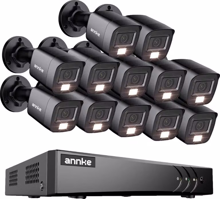 Sistema di telecamere di sicurezza, rilevamento AI, visione notturna a colori, 12pcs 0TB
