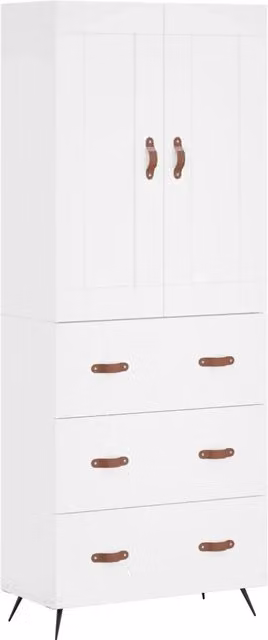 Credenza | Madia | Buffet da pranzo | Armadio da pranzo Bianca 69,5x34x180 cm in Legno Multistrato