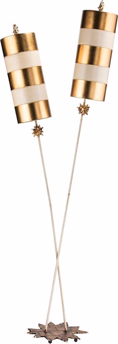 Casa Padrino lampada da terra doppia di design oro / taupe 63,5 x 35,6 x H. 198,1 cm - Lampada da terra moderna in acciaio - Luci per il soggiorno