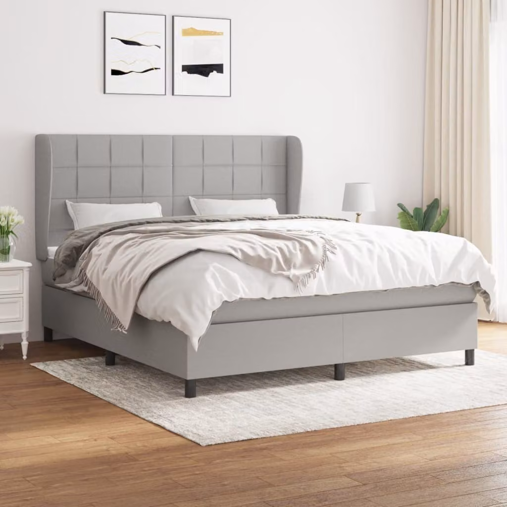 Maison Exclusive - Giroletto a Molle con Materasso Grigio Chiaro160x200 cm Tessuto
