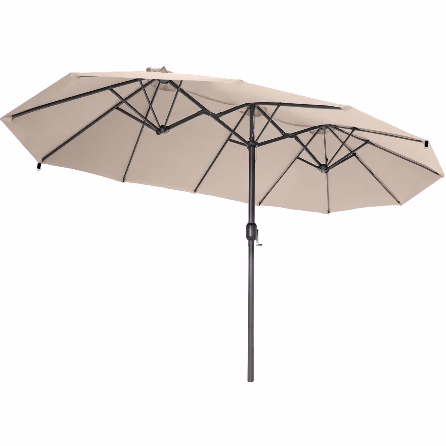 Ombrellone a braccio tectake Silia beige con 3 tettucci in poliestere e struttura in acciaio L: 460 cm, P: 270 cm – 3