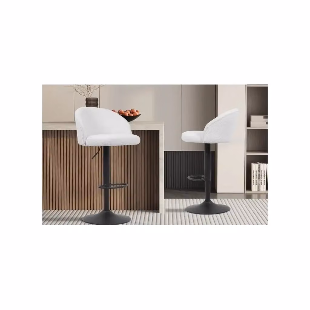 Sgabello da bar stile vintage Meublorama colore bianco e nero con struttura in metallo e seduta imbottita – 2