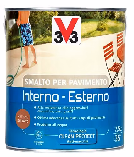 V33 - Smalto Per Pavimenti Interni Esterni Mattone 2,5 Lt