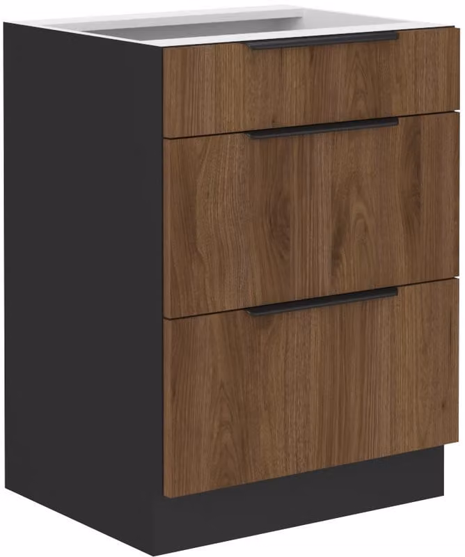 Mobiletto inferiore TOVA - larghezza 60 cm, noce okapi / nero