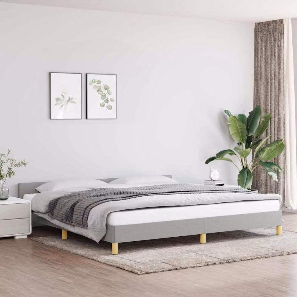 vidaXL Giroletto senza Materasso Grigio Chiaro con Struttura in Legno e Tessuto 200x200 cm