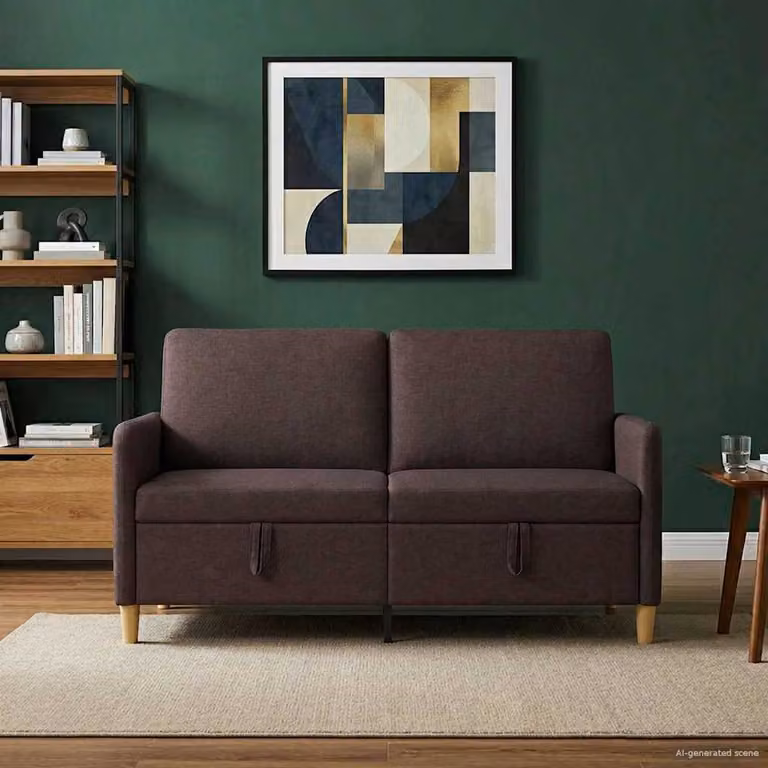 vidaXL Divano Moderno con Contenitore e Seduta Sollevabile Marrone L: 152 cm, P: 78 cm, H: 87 cm