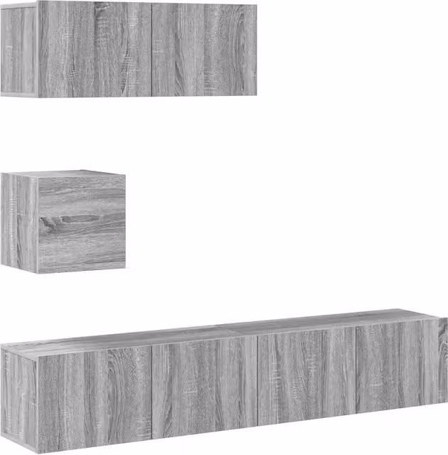 Set di Mobili Porta TV 4 pz | Armadietto TV | Mobile Porta TV Grigio Sonoma in Legno Multistrato