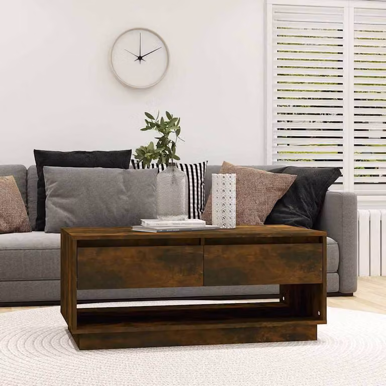 Tavolino da salotto moderno vidaXL in rovere fumo, L/P/H: 102,5 x 55 x 44 cm