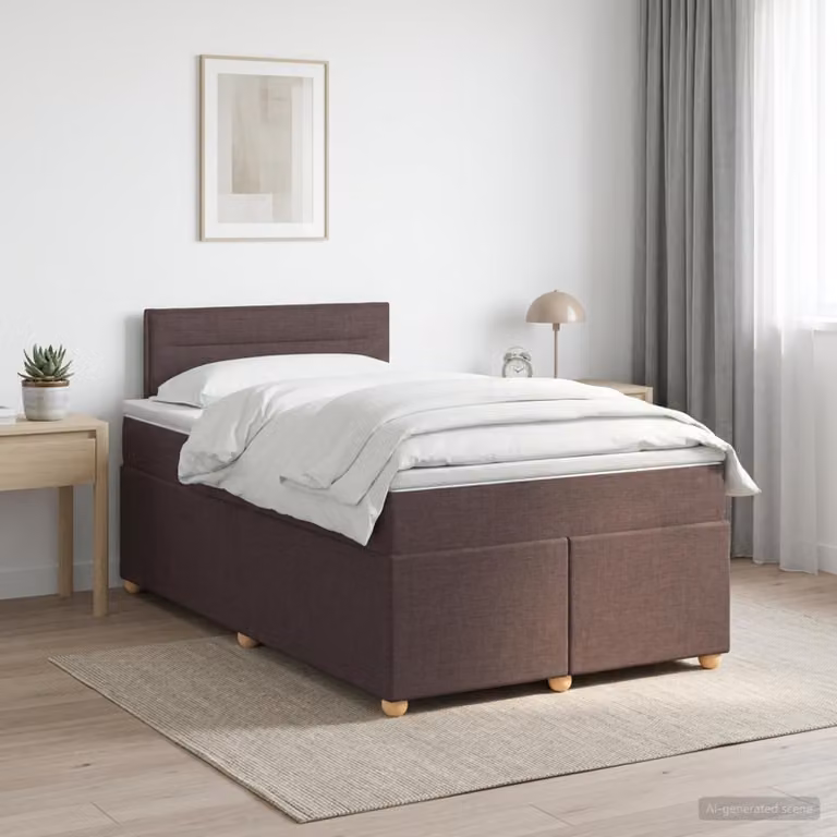 vidaXL Letto box spring con materasso Marrone Scuro 120 x 200 cm