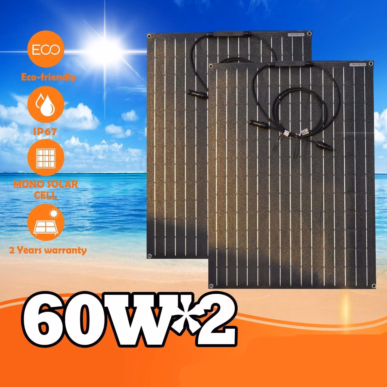 Pannelli solari - Pannello solare monocristallino - Pannello solare portatile - Flessibile - 60W - 18V - Cella solare