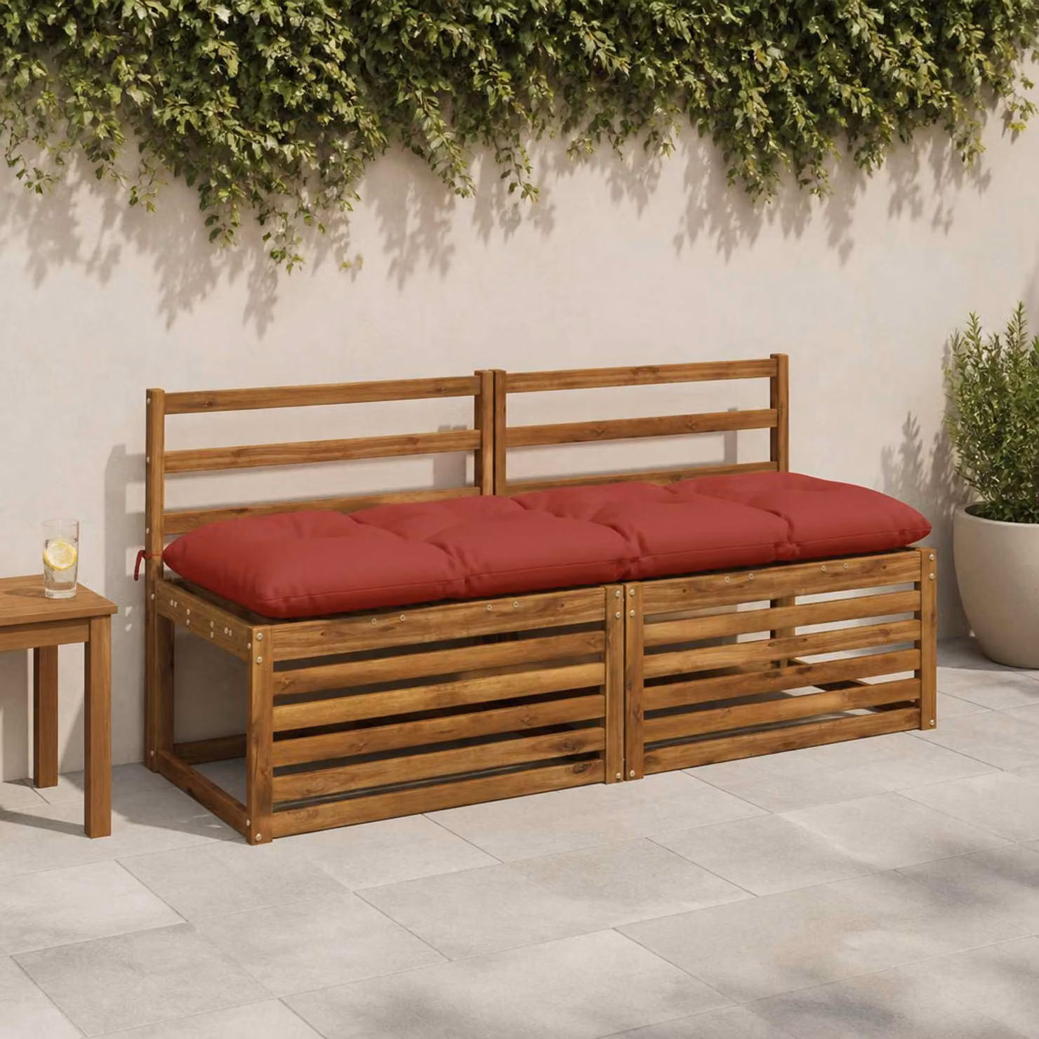 vidaXL Cuscini per Panchina VIANEN 2 pz 100% Poliestere Rosso