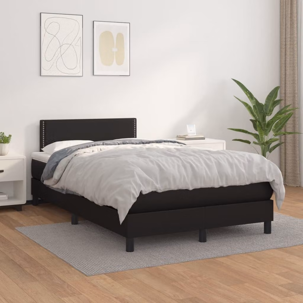 Maison Exclusive - Giroletto a Molle con Materasso Nero 120x200 cm in Pelle finta