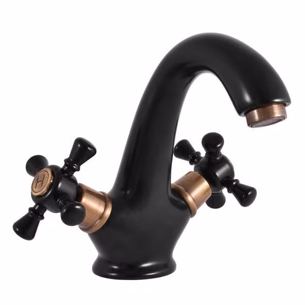 MORAVA RETRO - Miscelatore per lavabo senza scarico, nero opaco/ottone vecchio (bronzo) MK328.0CMATSM, RAV Slezák