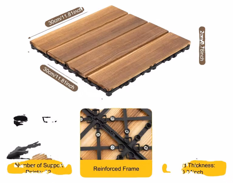 Listelli in legno massello, resistenti e duraturi, idrorepellenti, color marrone