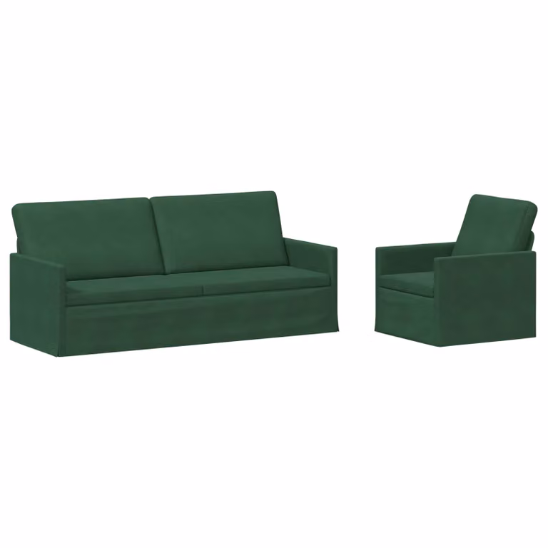Set di 2 divani moderni vidaXL in tessuto corduroy verde con struttura in metallo per il tuo soggiorno