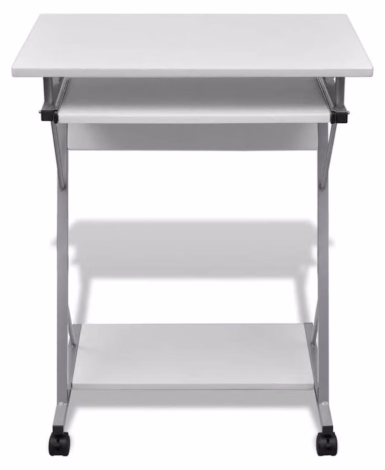 Solidchoice - Scrivania compatta bianca per computer con supporto per tastiera